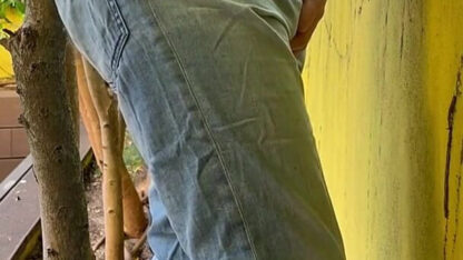 Amateur Guy Wetting His Pants Outdoors, Hiding From Friend