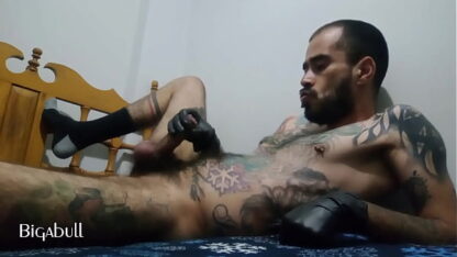 Slow handjob with milk-filled testicles featuring Escorpiont