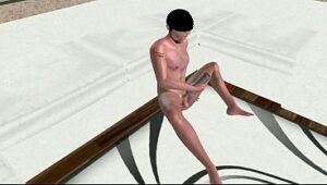 3D Gay Solo: Stud jerks a massive cock with Fleshlight grip