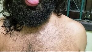 Hairy and sweaty after a workout, prepping for a shower