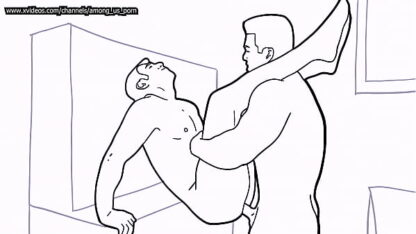 Monochrome gay cartoon episode four with anal action