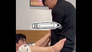 Vietnamese twink and muscular guy share a homemade moment